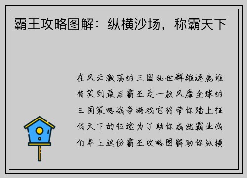 霸王攻略图解：纵横沙场，称霸天下